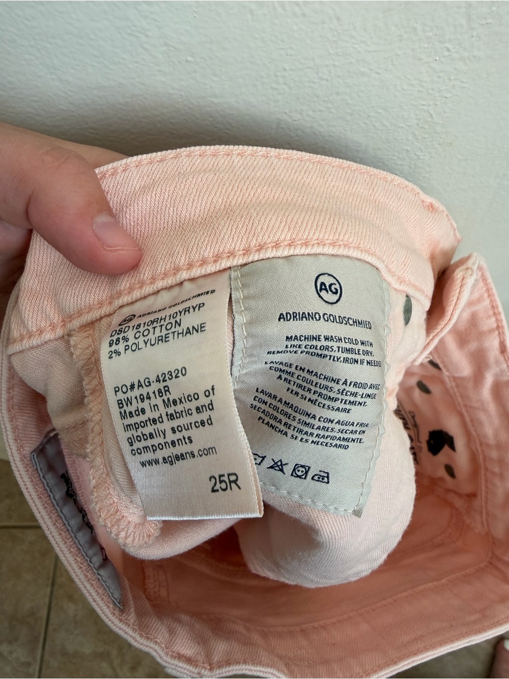 NWT AG Adriano Goldschmied Bryn Ex Boyfriend Cut Off Light Pink Denim Shorts 25 - Picture 10 of 10